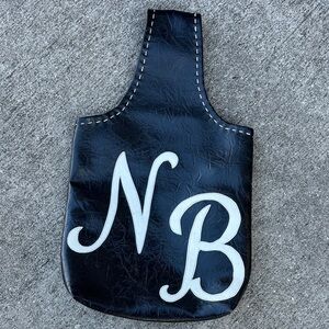 VINTAGE  Black Leather Monogrammed handbag Tote